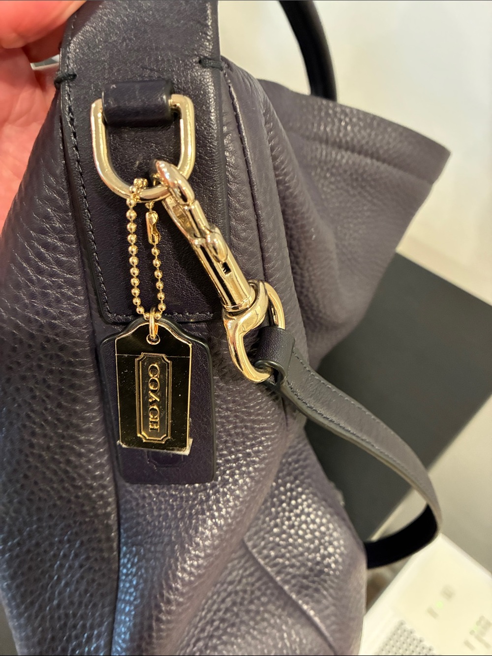 Coach Dark Plumb Pebbled Leather Shoulder Hobo with Adjustable Strap - Picture 5 of 7